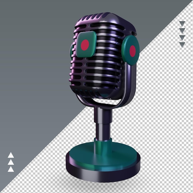 Microphone 3d Bangladesh Flag Rendu Vue Droite