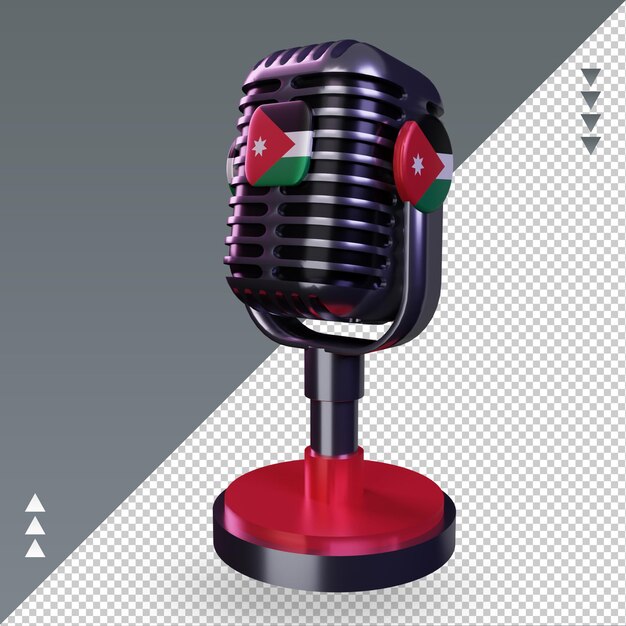 Microphone 3d Drapeau Jordanie Rendu Vue Droite