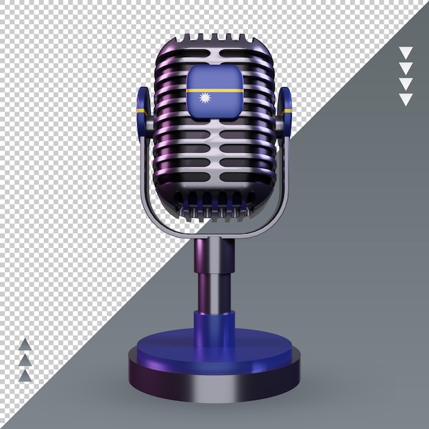 Microphone 3d Drapeau Nauru Rendu Vue De Face