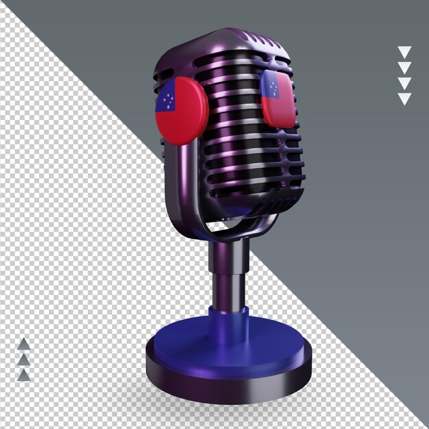 Microphone 3d Drapeau Samoa Rendu Vue De Gauche