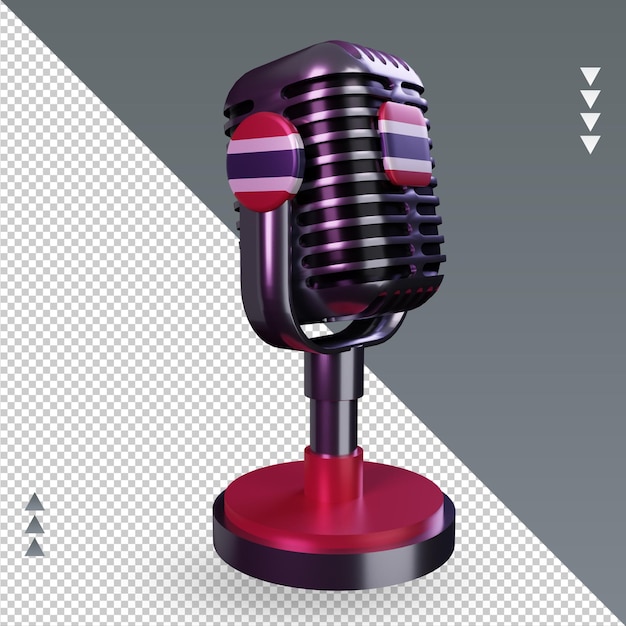 Microphone 3d Drapeau Thaïlande Rendu Vue De Gauche