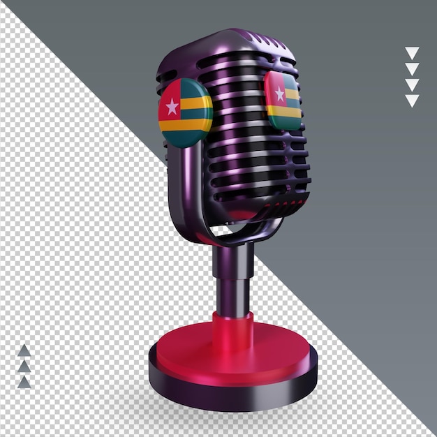 Microphone 3d Drapeau Togo Rendu Vue De Gauche