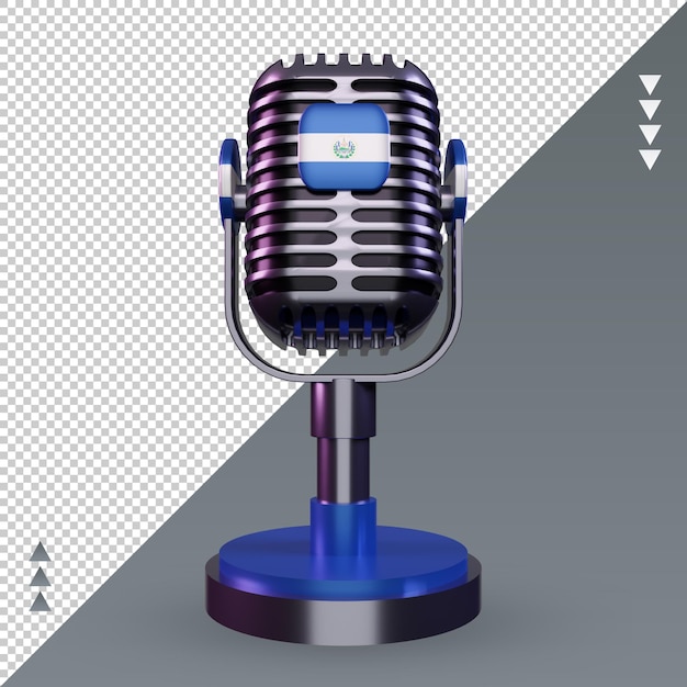 Microphone 3d El Salvador Flag Rendu Vue De Face