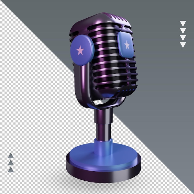 Microphone 3d Somalie Drapeau Rendu Vue Gauche