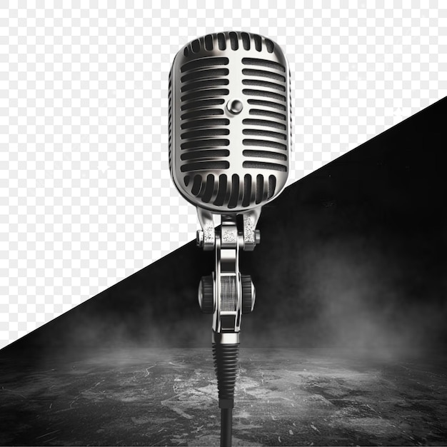 un microphone est sur une table et a un fond noir