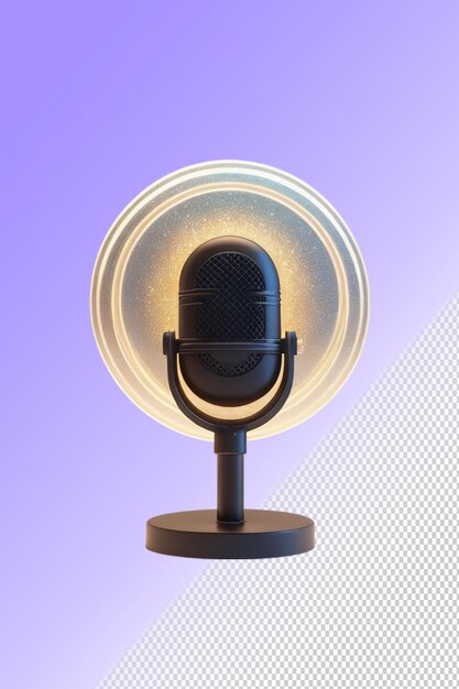 PSD un microphone avec un fond jaune et orange avec un fond violet