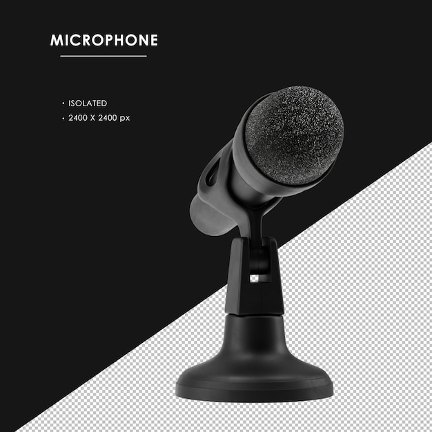 Microphone Noir Isolé Avec Vue D'angle Libre De Support