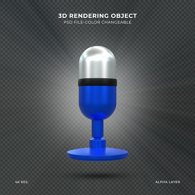 PSD microphone podcast rendu 3d ui ux icône badge isolé