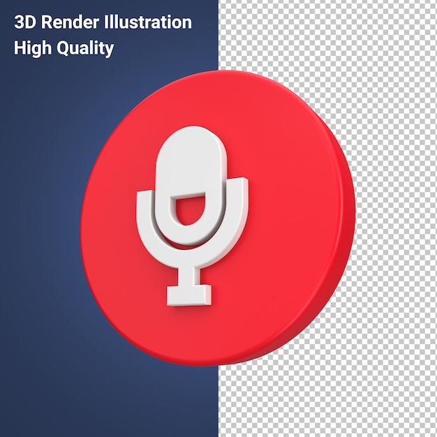 Un Microphone En Rendu 3d Avec Bouton Rouge