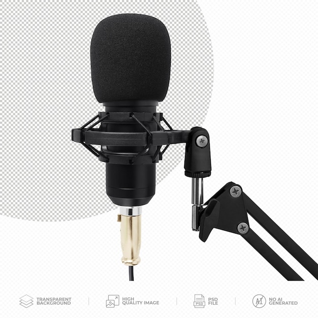 Microphone De Studio Professionnel Avec Filtre De Pare-brise Sur Fond Transparent