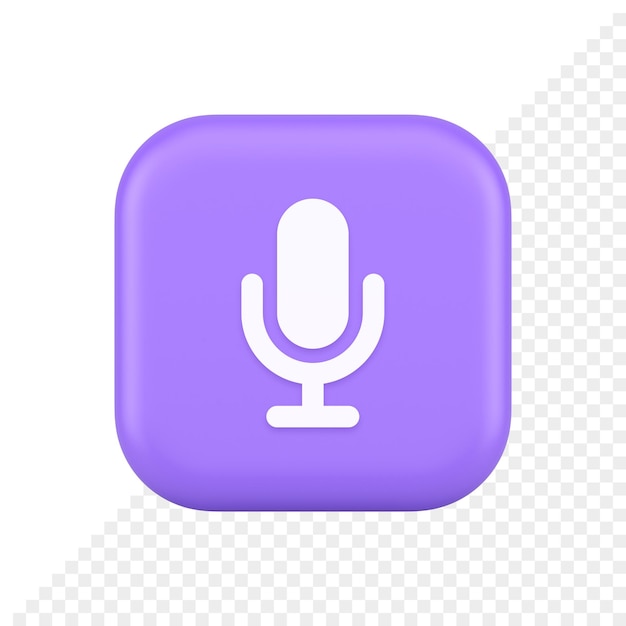 Microphone voice sound recording broadcasting button web app media communication 3d icon