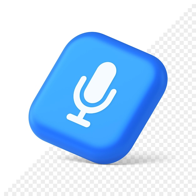 microphone voice sound recording broadcasting button web app media communication 3d isometric icon