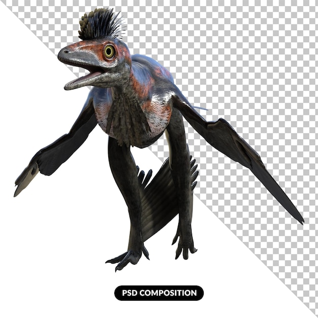microraptor dinosaur isolated 3d render