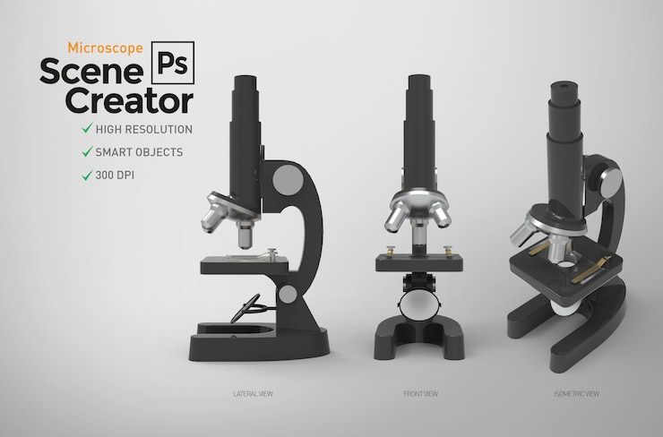 PSD microscope. créateur de scène. ressource.