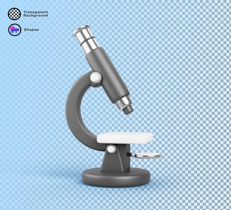 PSD microscope de laboratoire noir 3d isolé sur fond bleu rendre une icône réaliste d'équipement de laboratoire scientifique pour la microbiologie, la chimie médicale ou les tests de biologie analyse d'échantillons