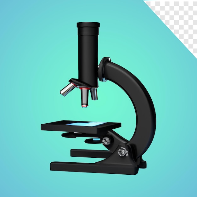 PSD microscope numérique moderne isolé illustration d'un rendu 3d de microscope de laboratoire