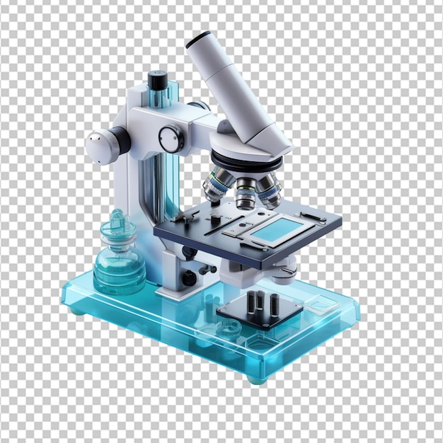 PSD microscopio 3d sobre un fondo blanco