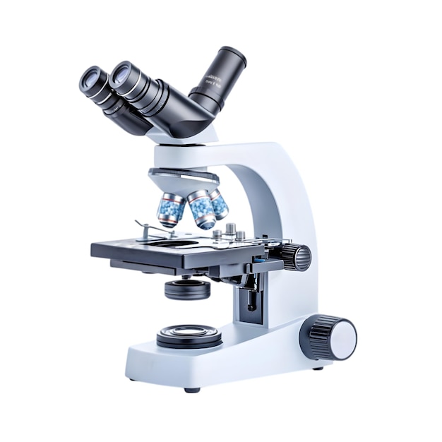Microscópio com o texto da palavra nele Ilustração de equipamento científico de alta qualidade para laboratório