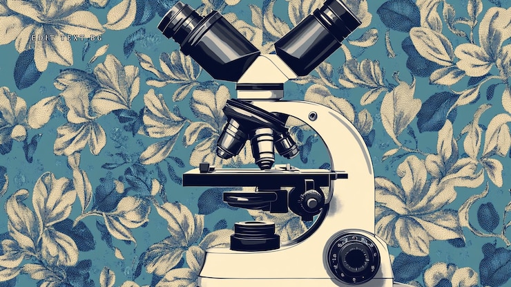 PSD microscópio em fundo floral