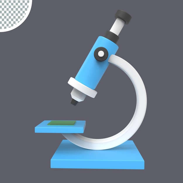 Microscopio de laboratorio Ilustración de procesamiento 3d Examen médico de educación biológica