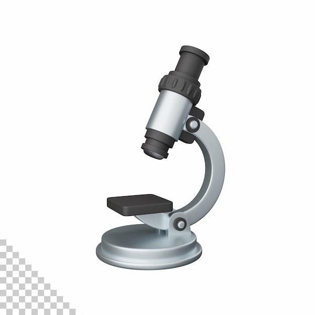 PSD microscopio de renderizado 3d aislado útil para educación tecnología aprendizaje conocimiento y escuela