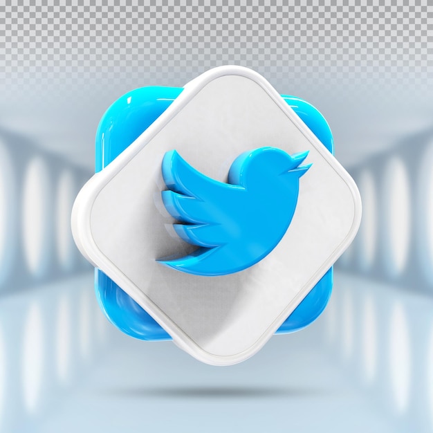 Mídia social 3d ícone do logotipo do twitter em moderno