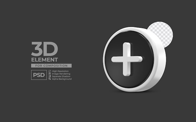 PSD mídia social de elemento de ícone 3d para composição psd premium