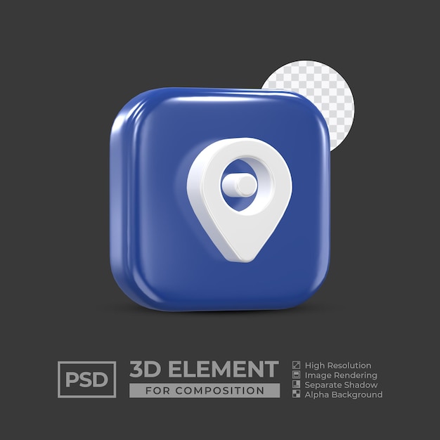 PSD mídia social de elemento de ícone 3d para composição psd premium