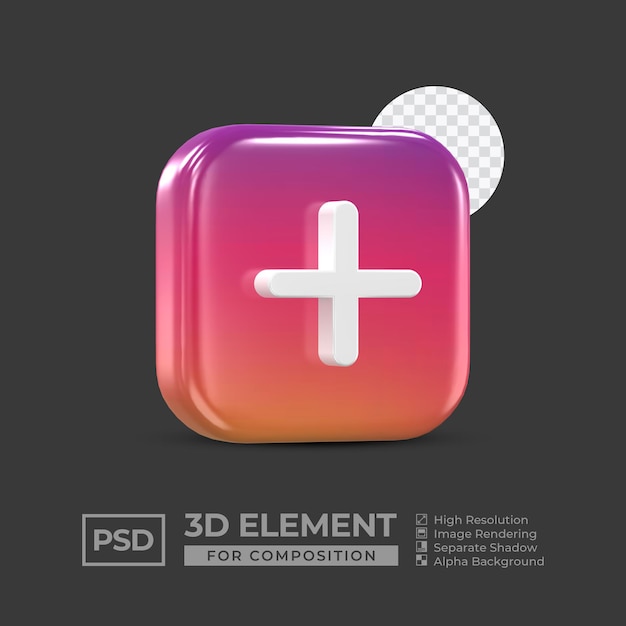 Mídia social de elemento de ícone 3d para composição psd premium