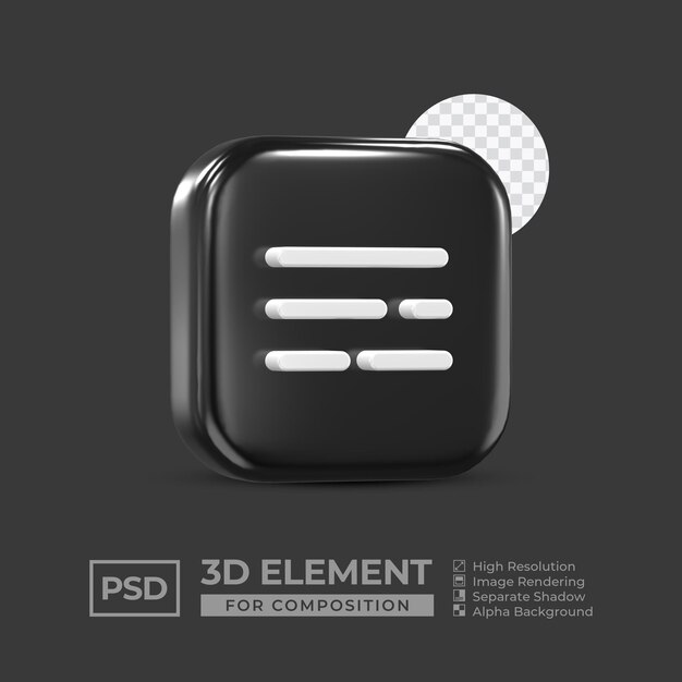 PSD mídia social de elemento de ícone 3d para composição psd premium