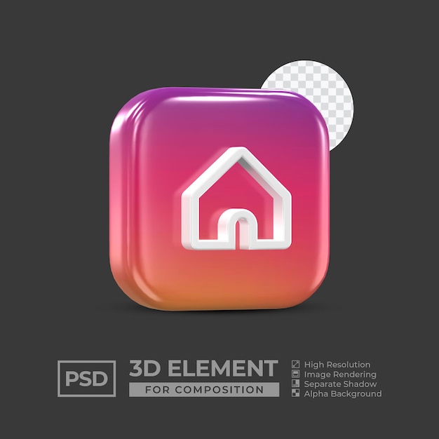 Mídia social de elemento de ícone 3d para composição psd premium