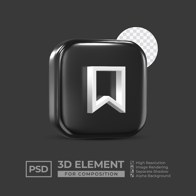 PSD mídia social de elemento de ícone 3d para composição psd premium