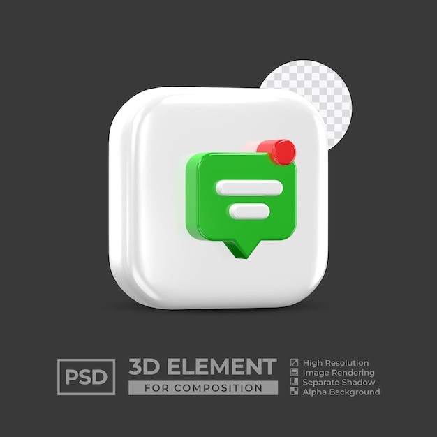 Mídia social de elemento de ícone 3d para composição psd premium