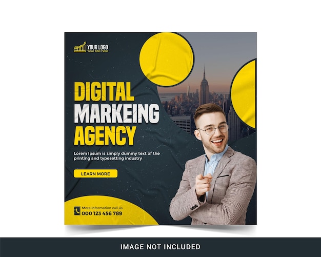 Mídia social de marketing de negócios digitais instagram banner ou flyer quadrado psd premium