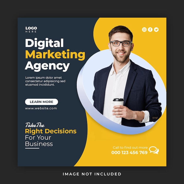 Mídia social de marketing digital e modelo de postagem no Instagram
