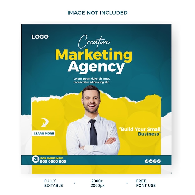 Mídia social de negócios de agência de marketing digital criativa poste design de modelo de banner do instagram