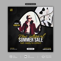 PSD mídia social de venda de moda de verão ou modelo de anúncios de promoção de banner da web