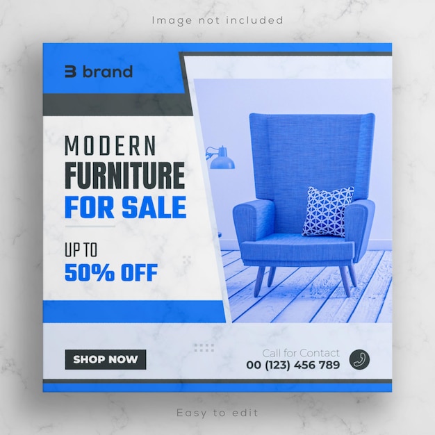 Mídia social de venda de móveis de interior banner e folheto quadrado de produto de casa ou design de modelo de postagem do instagram.