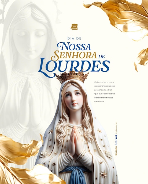 PSD mídia social dia de nossa senhora de lourdes