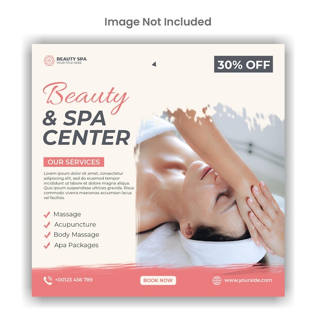 Mídia social do centro de beleza e spa ou design de modelo de postagem do instagram