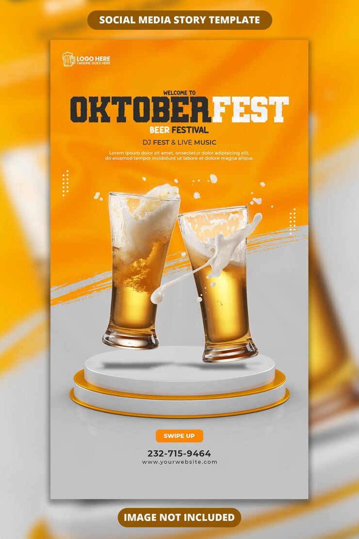 mídia social do festival de cerveja oktoberfest e design de histórias do instagram