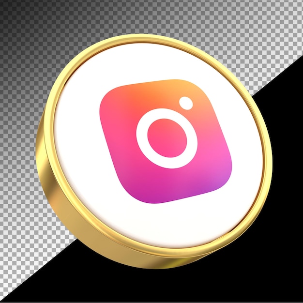 PSD mídia social do ícone do instagram 3d com estilos de ouro