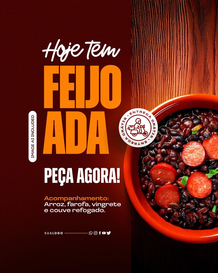 PSD mídia social feijoada alimentação