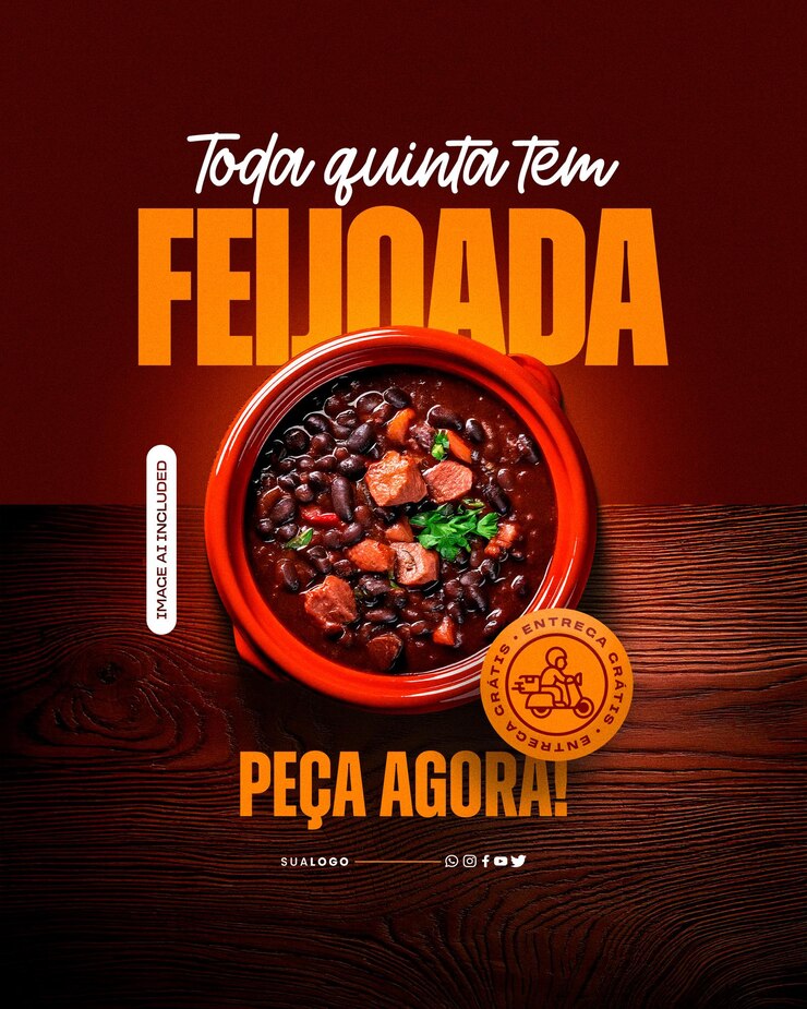 PSD mídia social feijoada alimentação