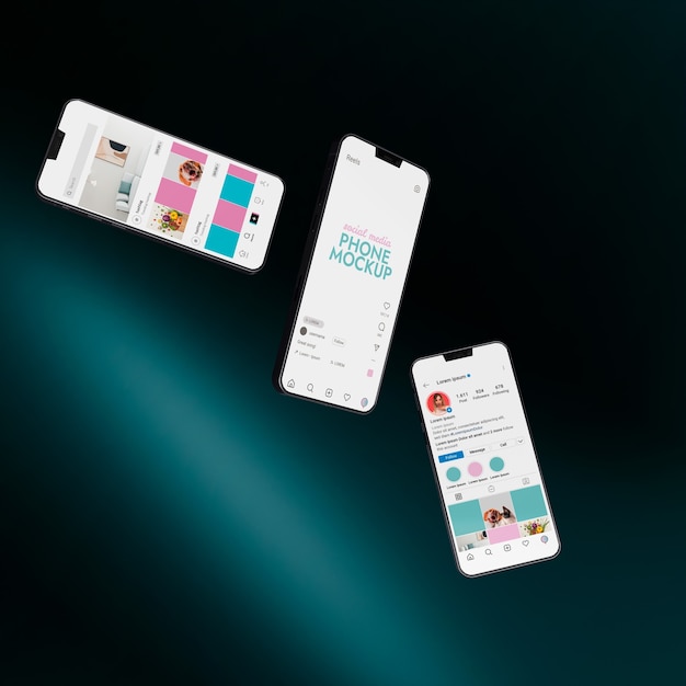 Mídia social no design de maquete do telefone