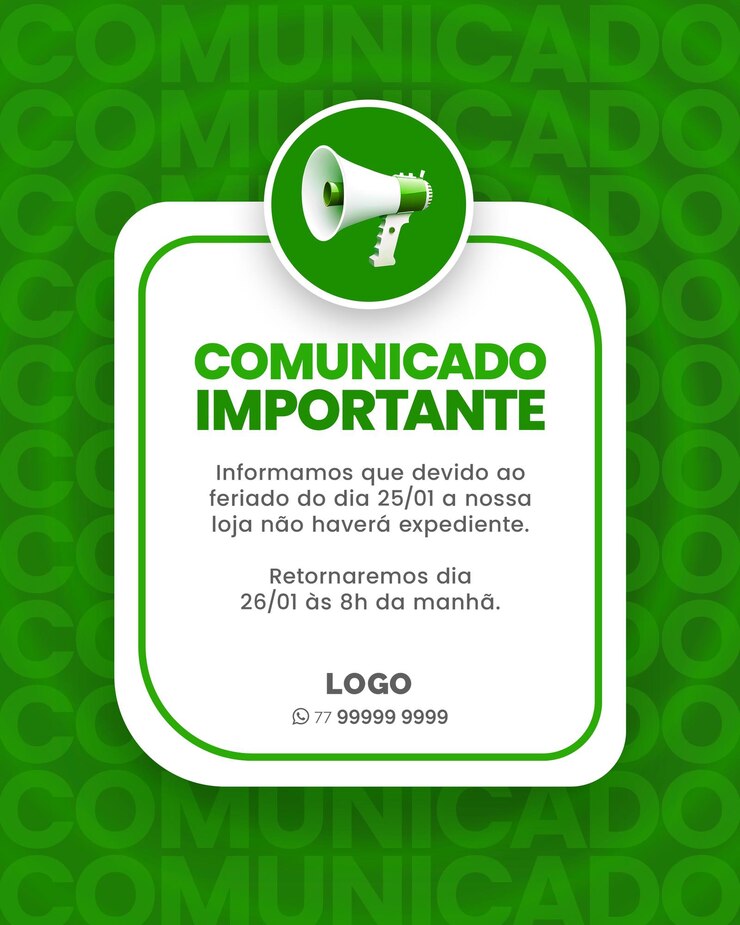 PSD mídia social para avisos e comunicados verde mídia social para avisos e comunicados verde