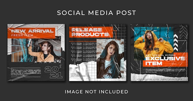 mídia social postar modelo de coleção de banners de roupas streetwear