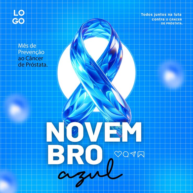 PSD mídia social psd editável para o mês de conscientização sobre o câncer de próstata de novembro azul com fundo azul