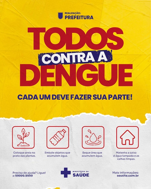 PSD mídia social template todos contra a dengue no brasil