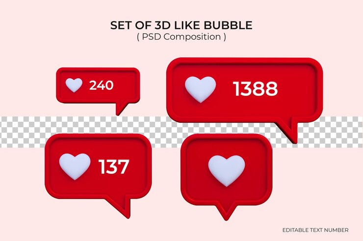 Mídias sociais como conceito de ícone Renderização 3D de comentários e seguidores